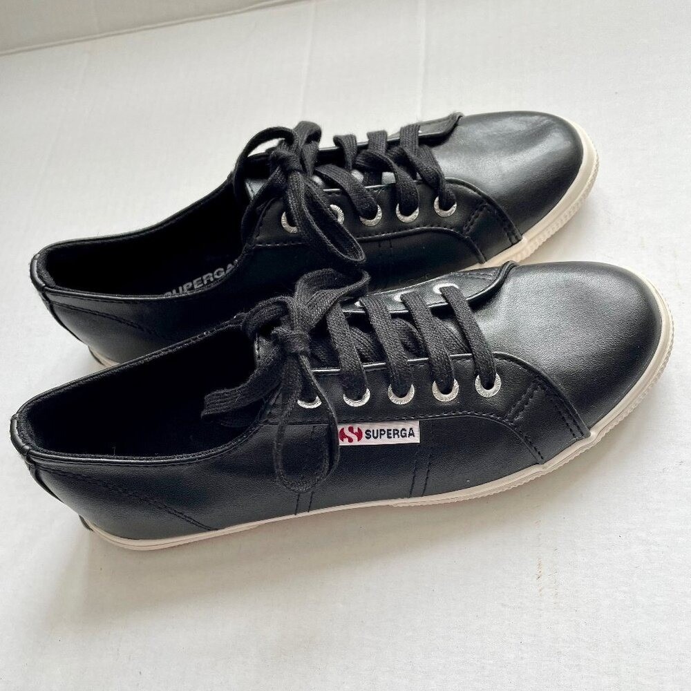 Superga Black Leather Sneakers 39